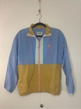 Billabong Women’s Two-Tone Windbreaker Jacket in Light Blue and Mustard